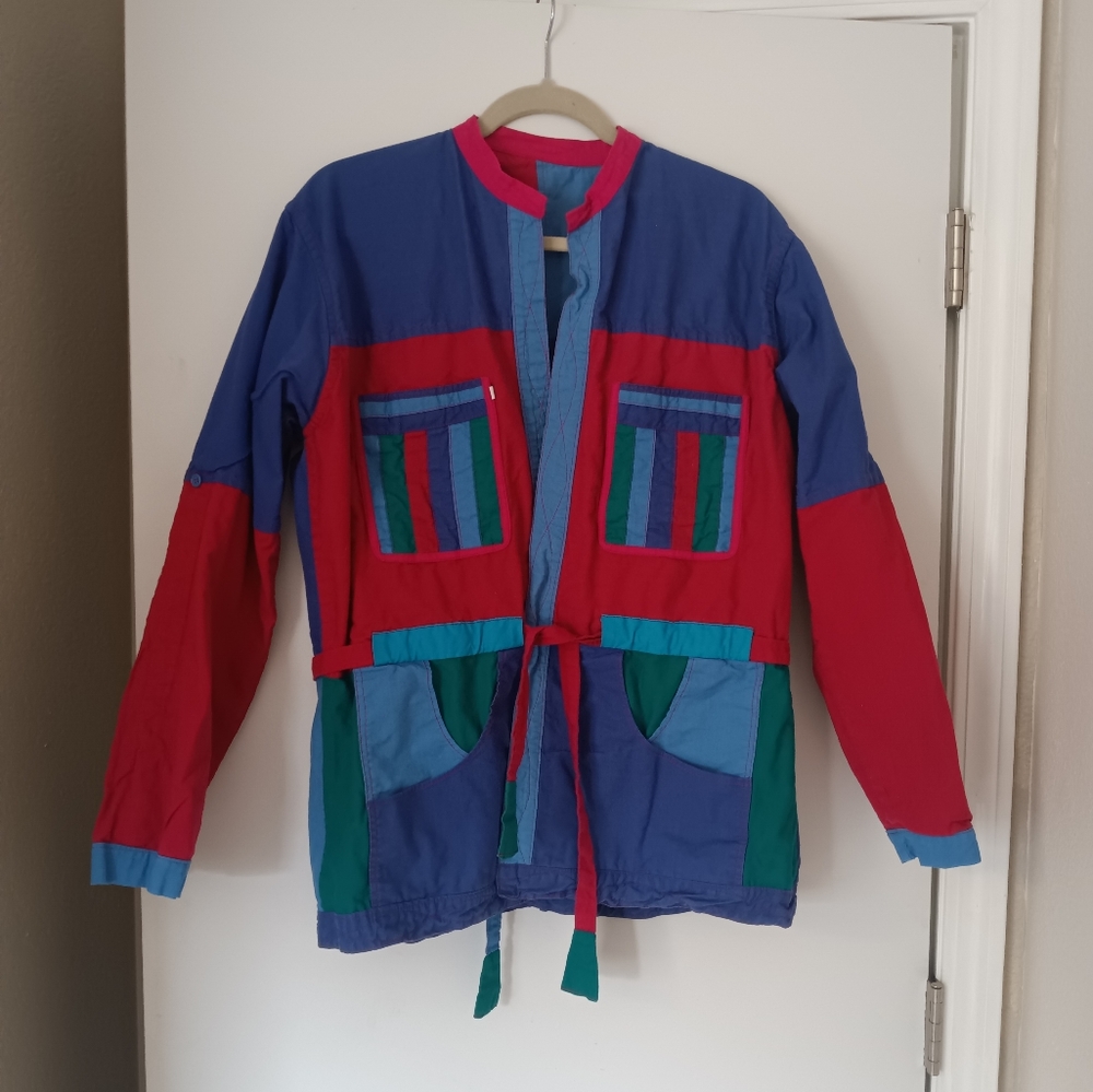 Vintage 1990s Reversible Patchwork Jacket / Color… - image 1